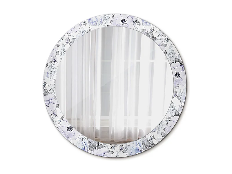 Runder dekorativer Spiegel - Blaue Rosen - 80 cm