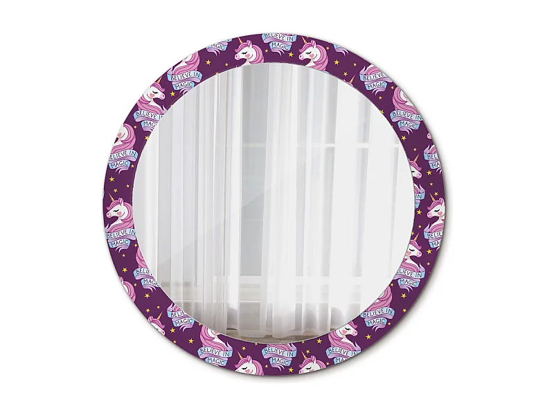 Runder dekorativer Spiegel - Einhornsterne - 80 cm