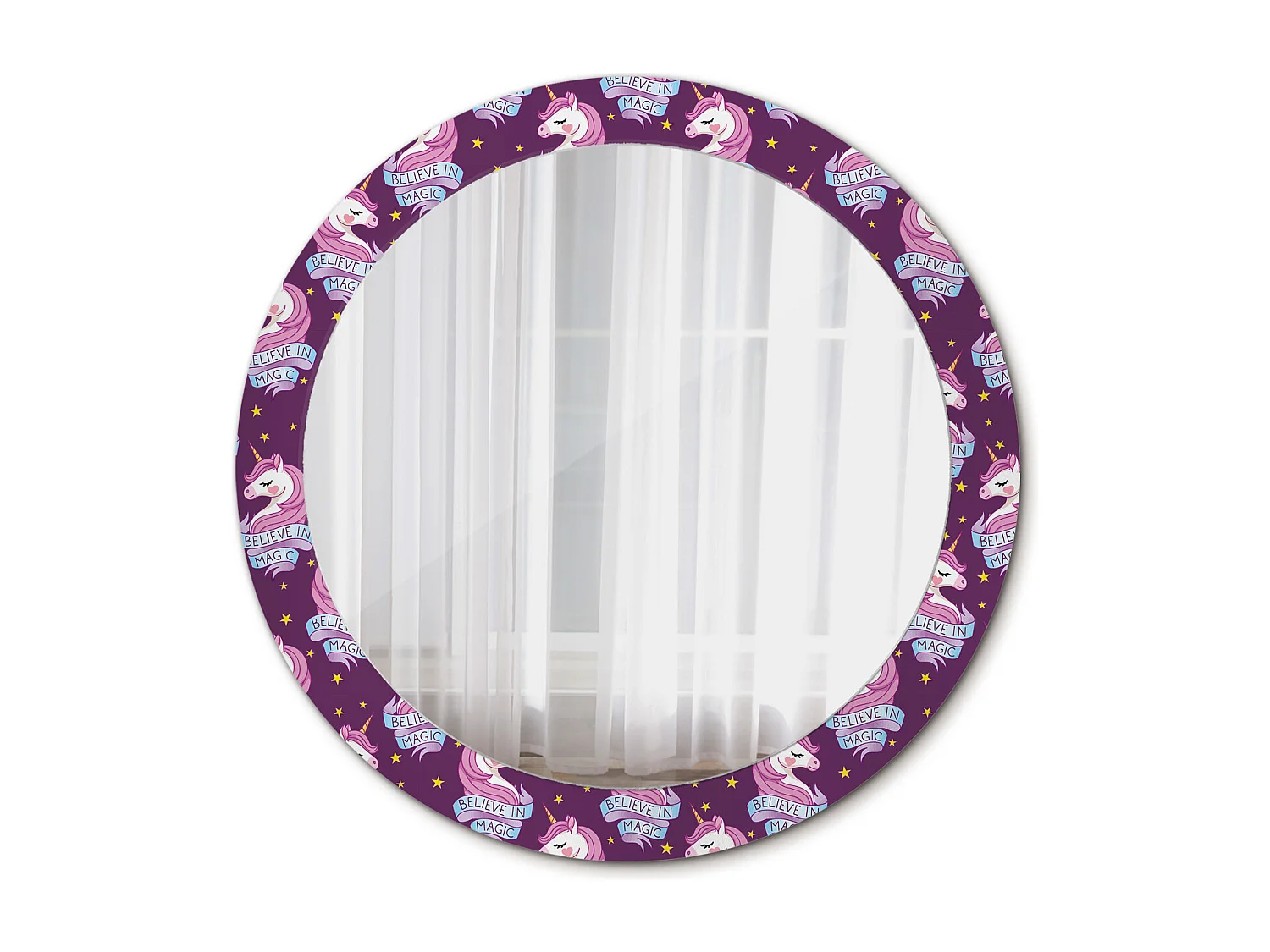 Runder dekorativer Spiegel - Einhornsterne - 80 cm