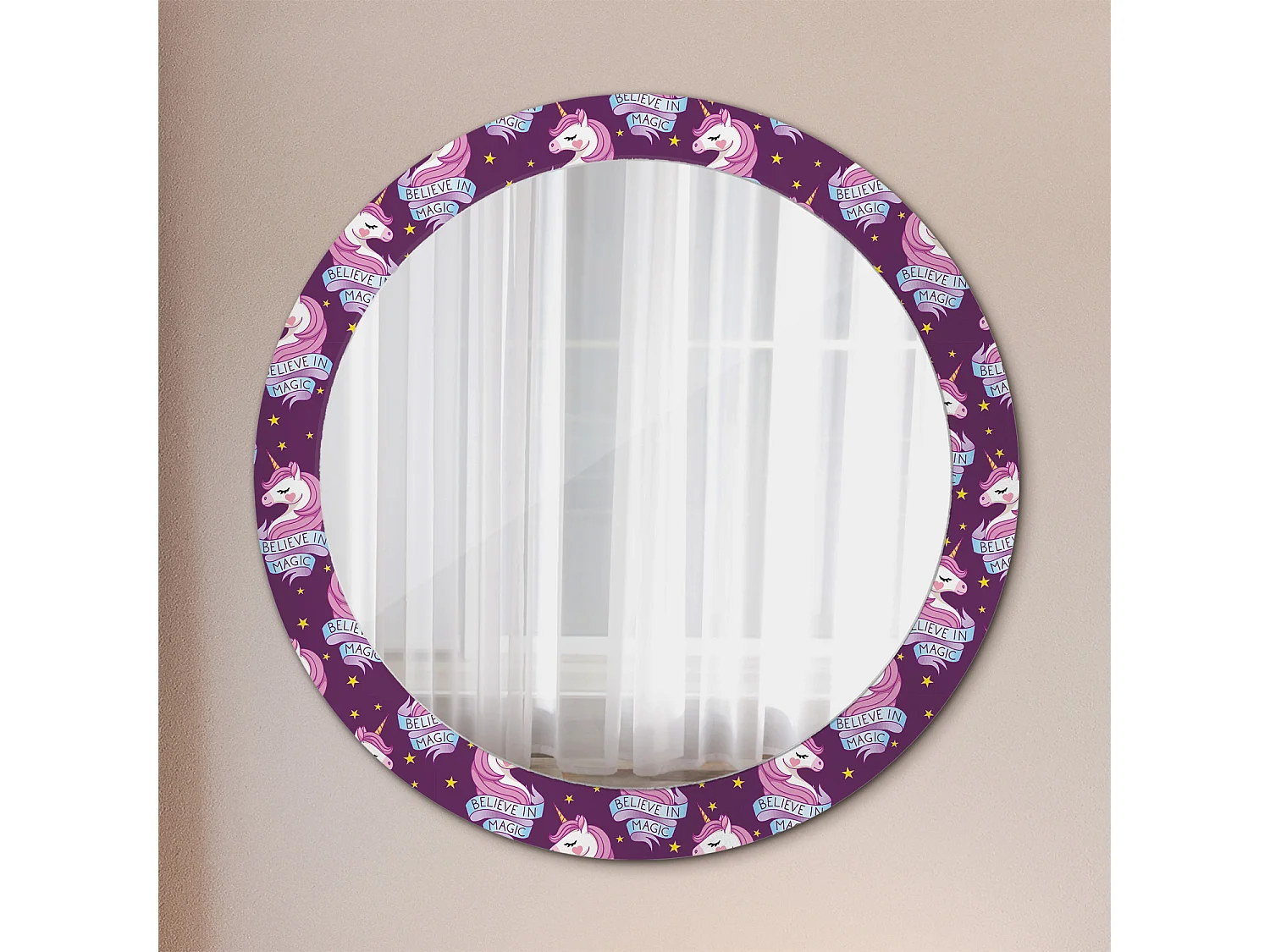 Runder dekorativer Spiegel - Einhornsterne - 80 cm