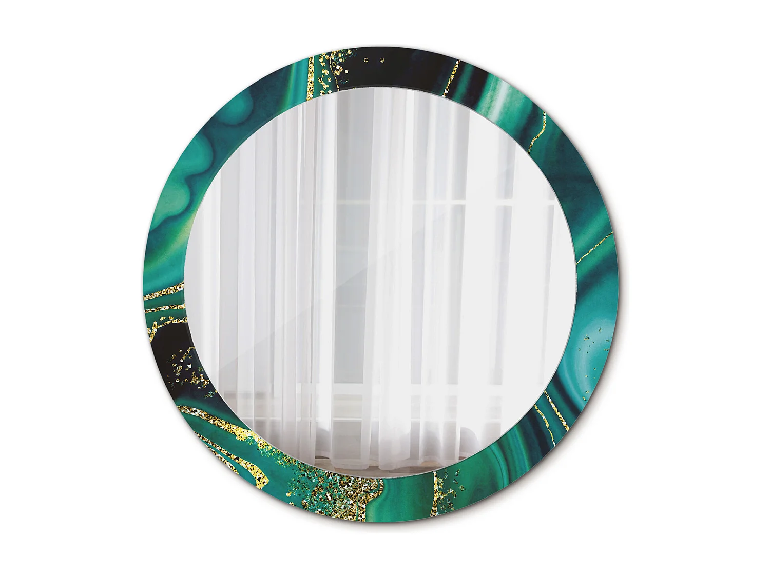 Miroir rond décoratif - Marbre émeraude - 80 cm