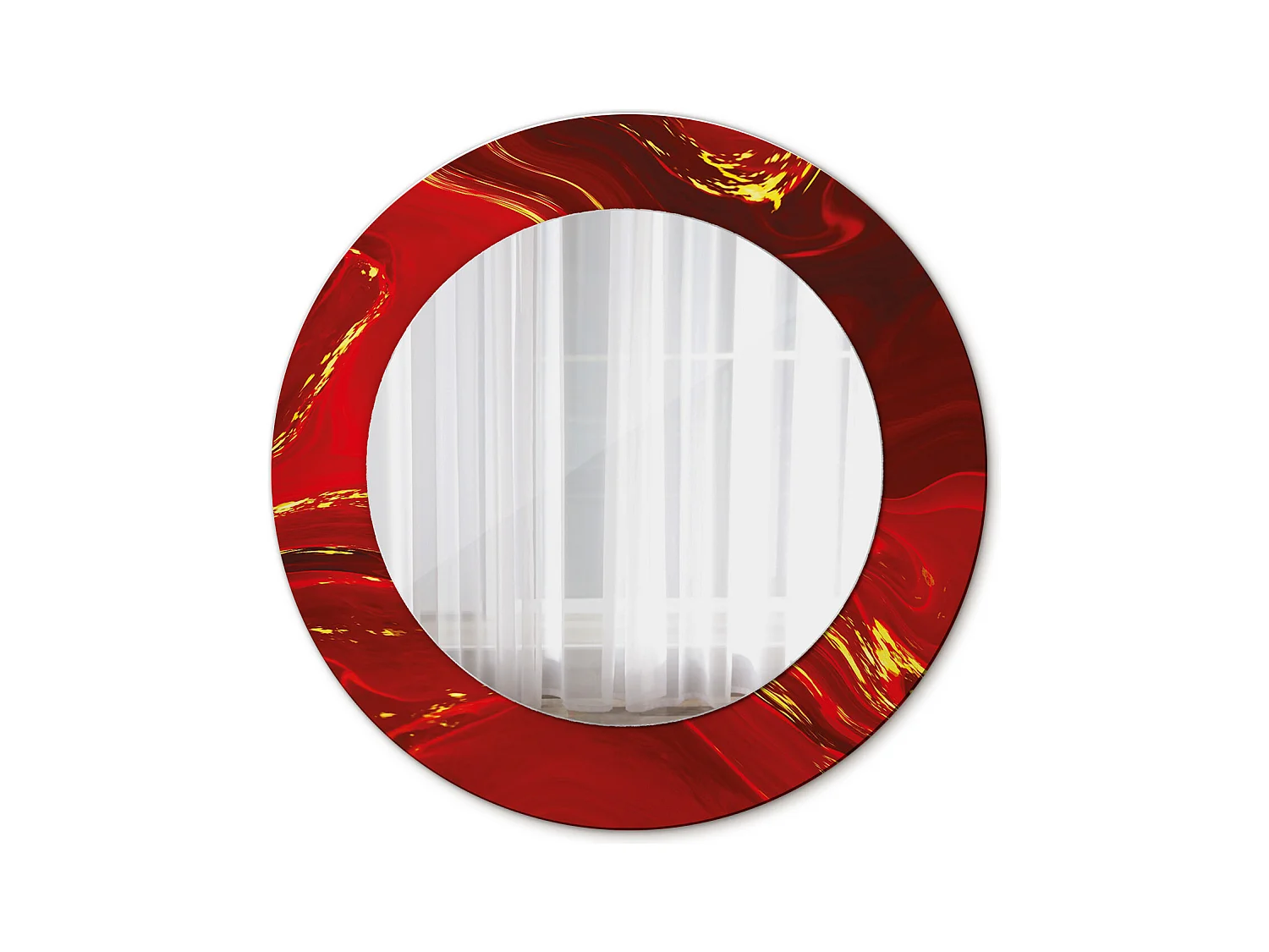 Ronde decoratieve spiegel - Rood marmer - 50 cm