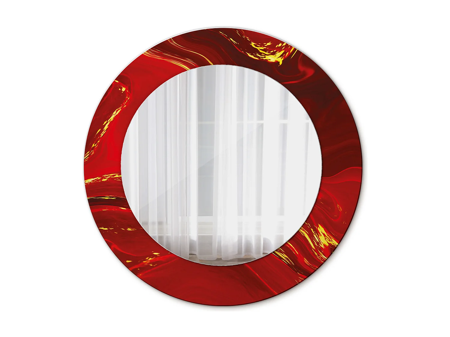 Runder dekorativer Spiegel - Roter Marmor - 50 cm