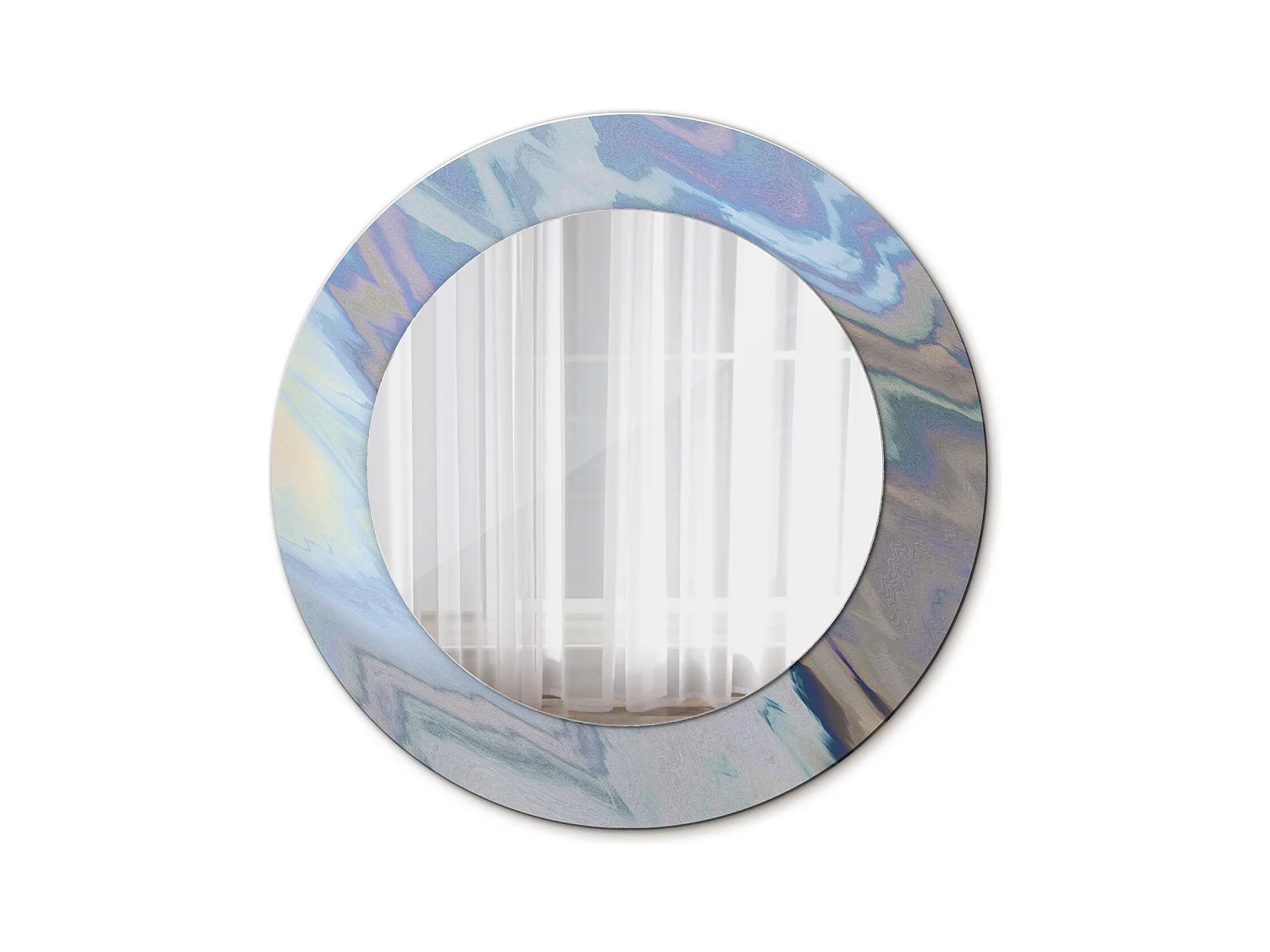 Miroir rond décoratif - Vagues abstraites - 50 cm
