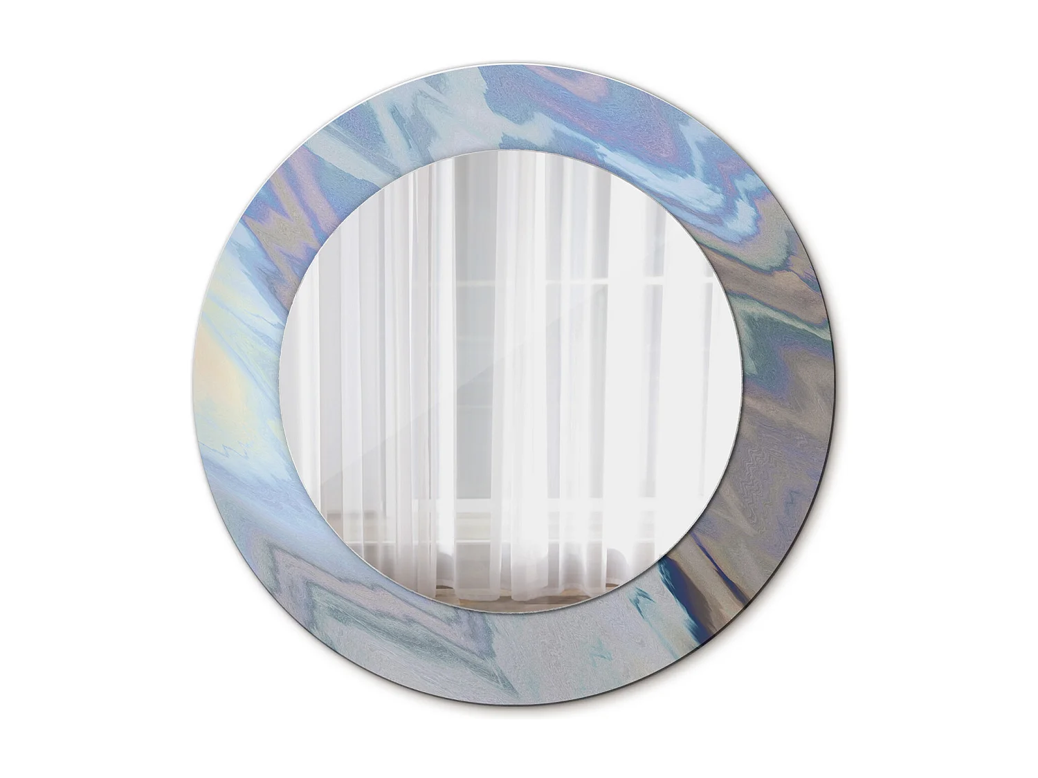 Miroir rond décoratif - Vagues abstraites - 50 cm