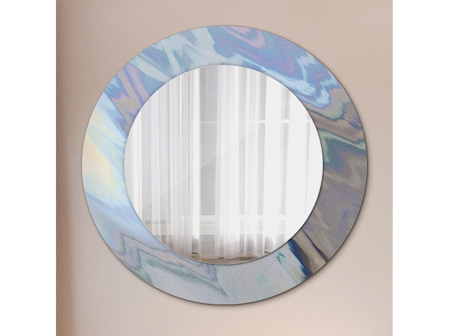 Miroir rond décoratif - Vagues abstraites - 50 cm