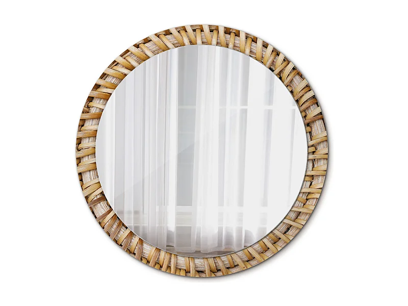 Dekorativer runder Spiegel - Geflecht - 90 cm