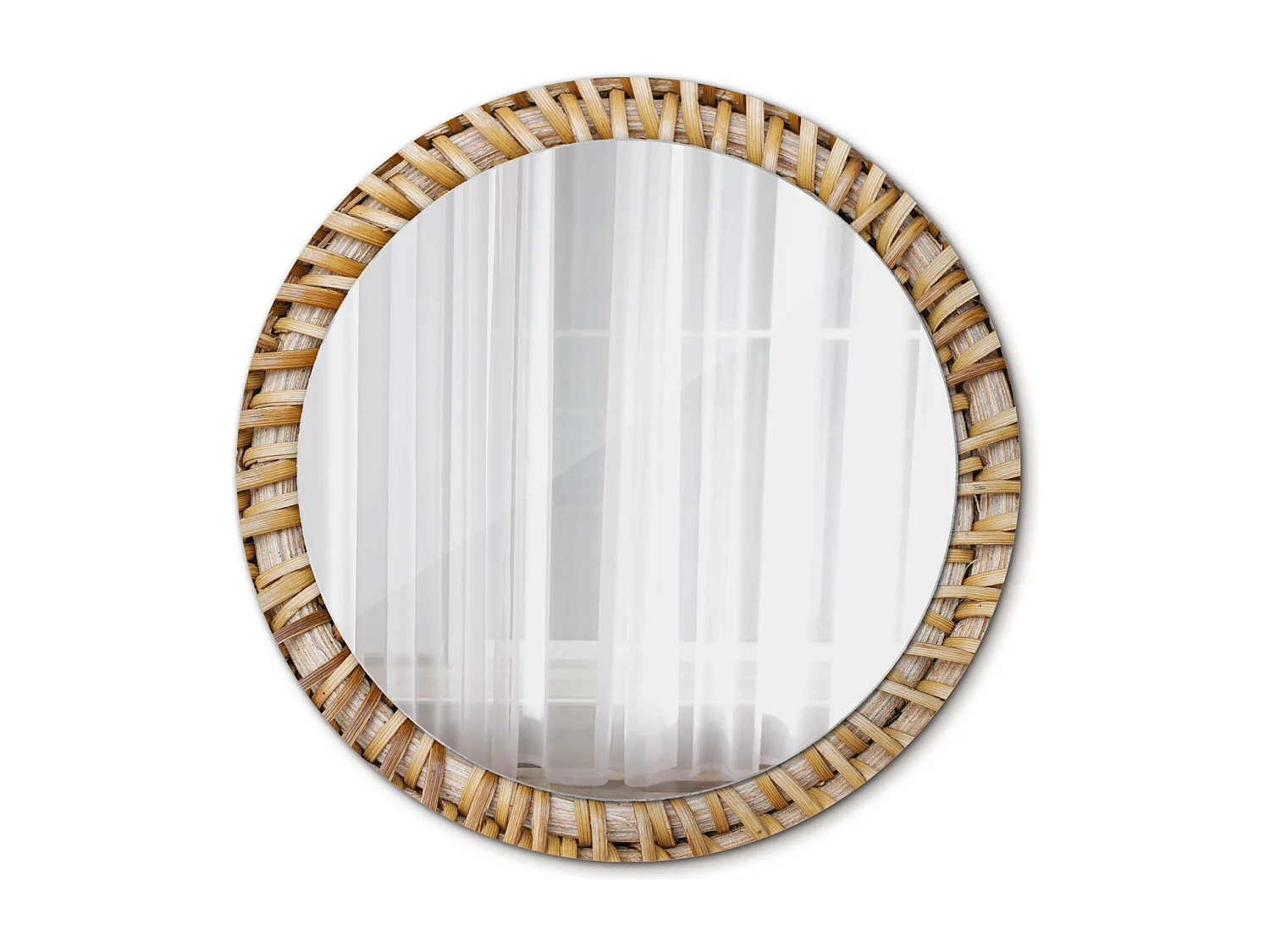 Dekorativer runder Spiegel - Geflecht - 90 cm