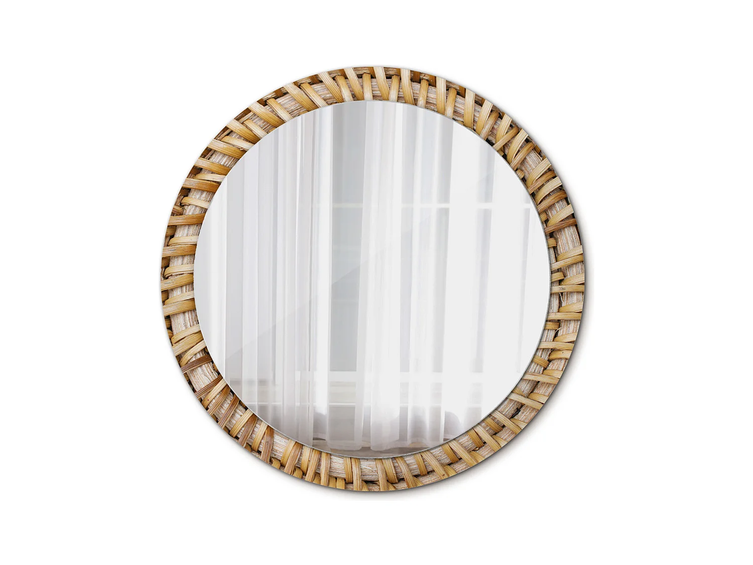 Decoratieve ronde spiegel - gevlochten - 90 cm