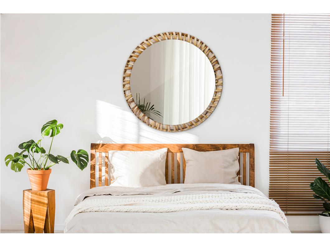 Decoratieve ronde spiegel - gevlochten - 90 cm