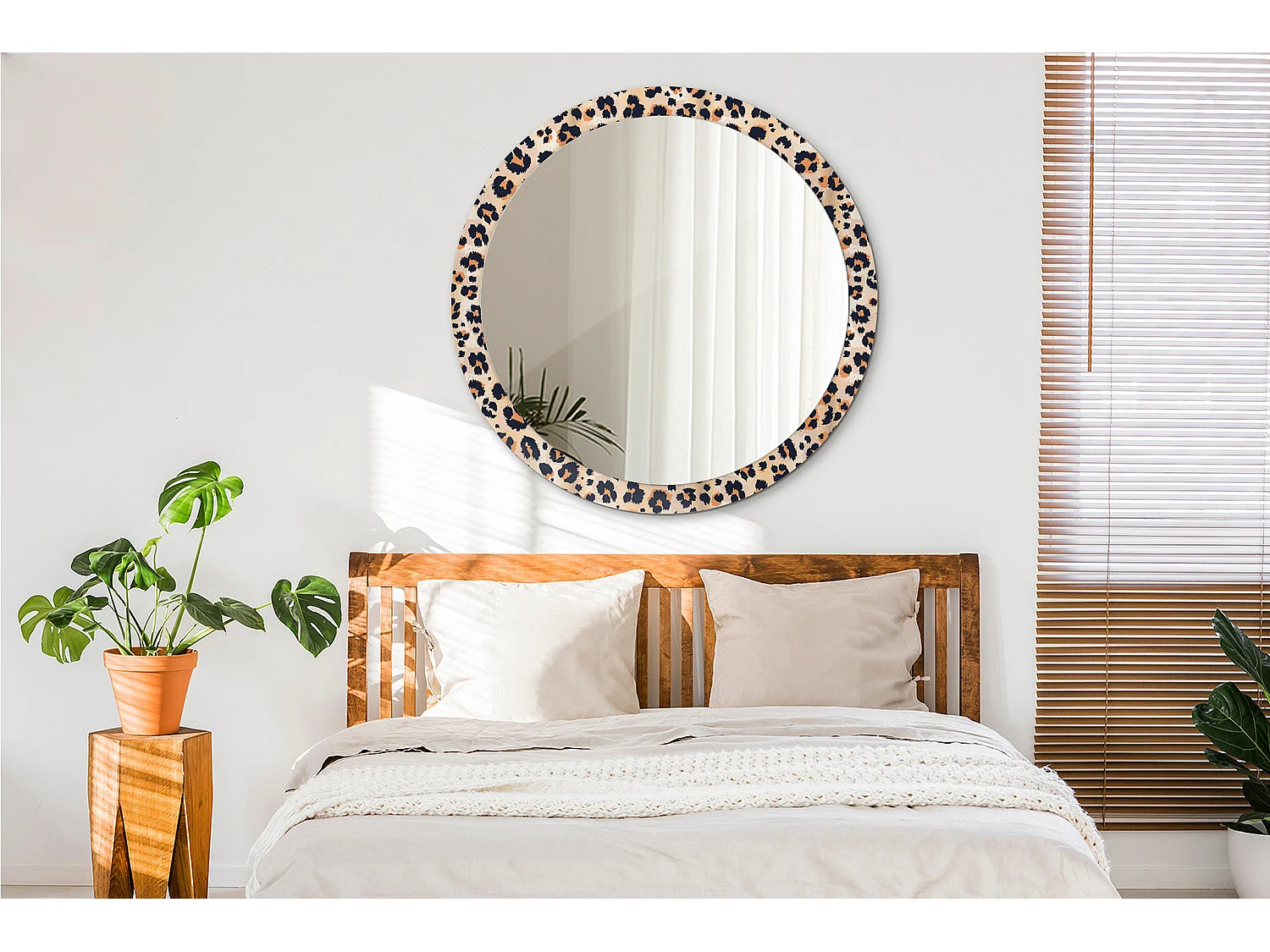 Decoratieve ronde spiegel - Stippenprint - 100 cm