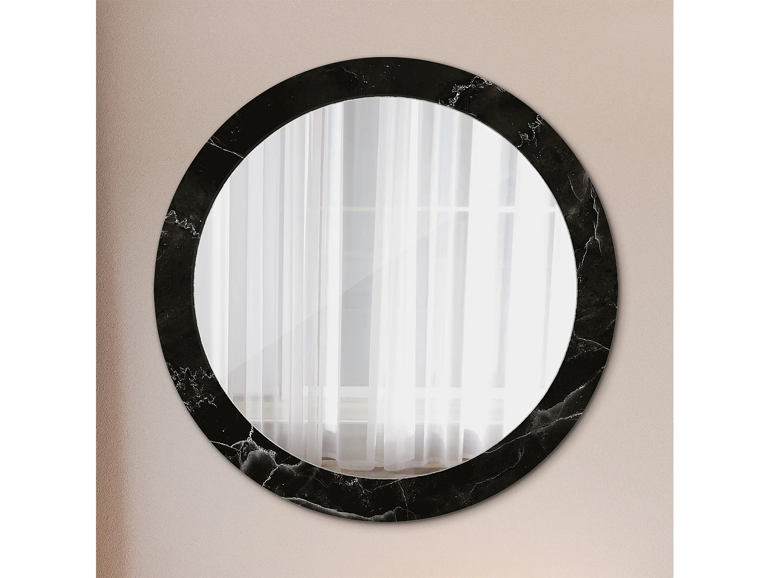 Dekorativer runder Spiegel – Marmorstein – 80 cm