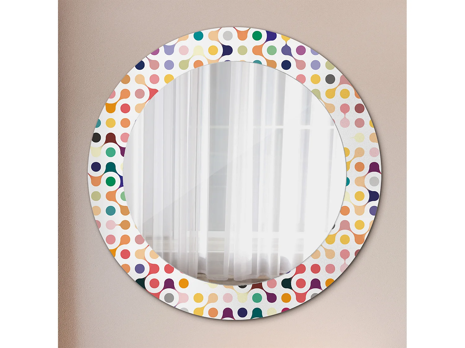 Miroir rond décoratif - Pois Pop art - 70 cm