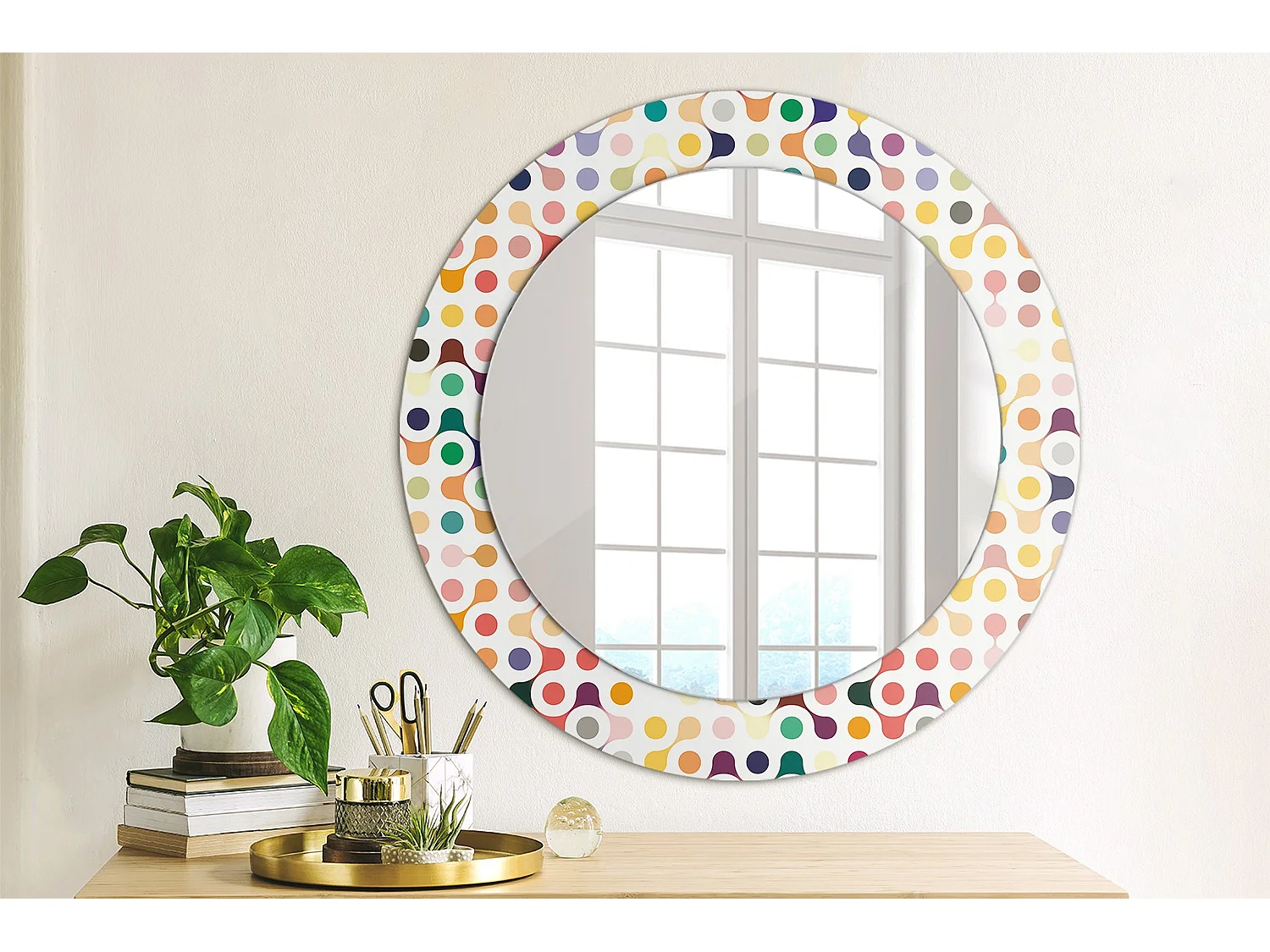 Miroir rond décoratif - Pois Pop art - 70 cm