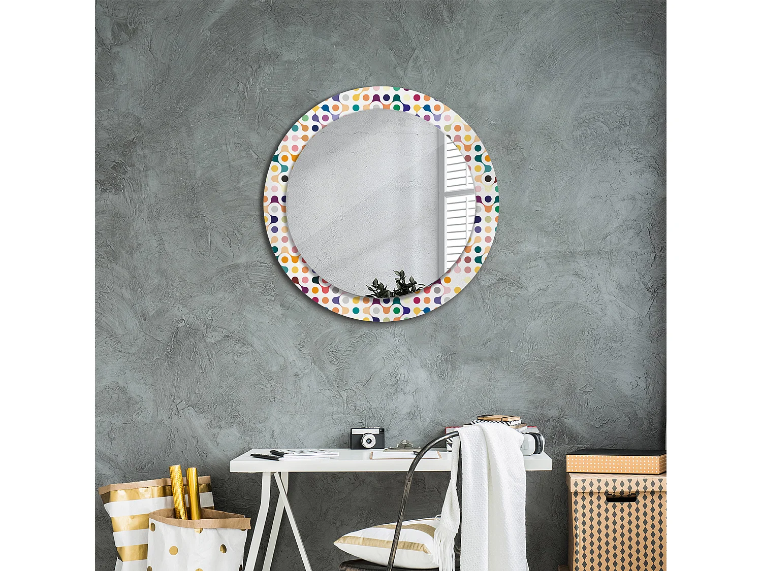 Miroir rond décoratif - Pois Pop art - 70 cm
