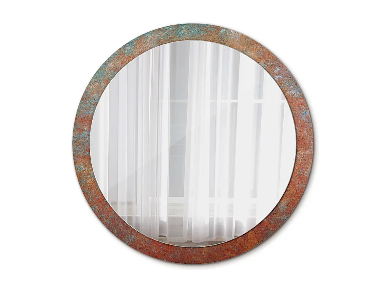 Miroir rond décoratif - Métal rouille - 100 cm