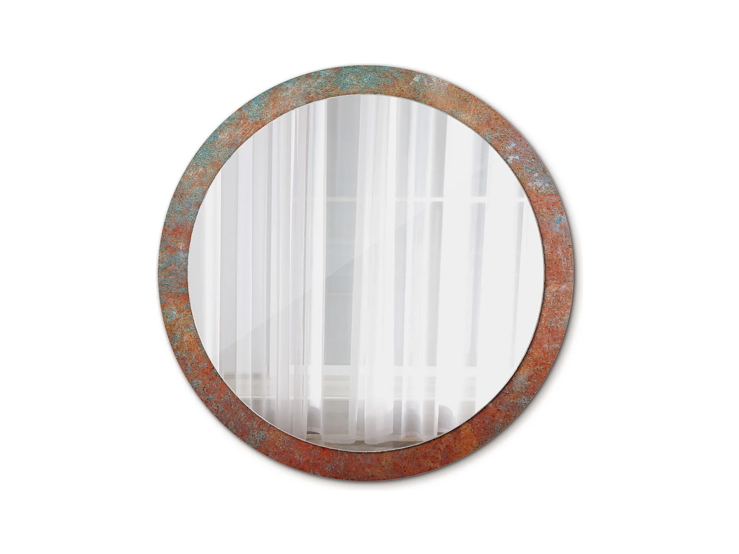 Decoratieve ronde spiegel - roestig metaal - 100 cm