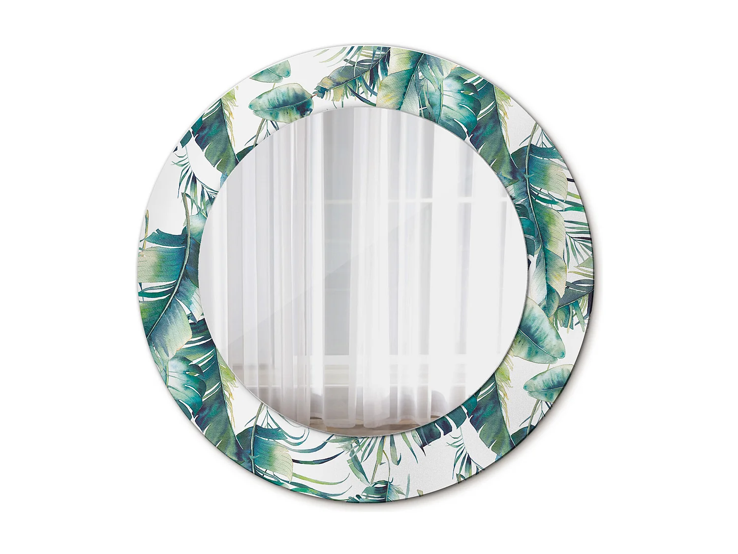 Specchio rotondo decorativo - Foglie - 50 cm