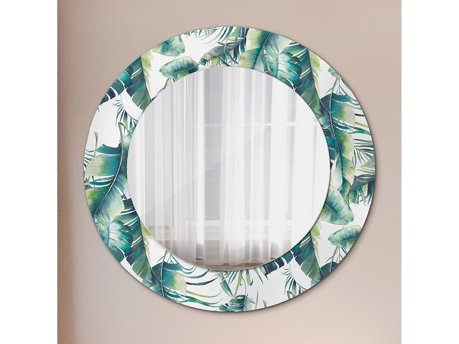 Specchio rotondo decorativo - Foglie - 50 cm