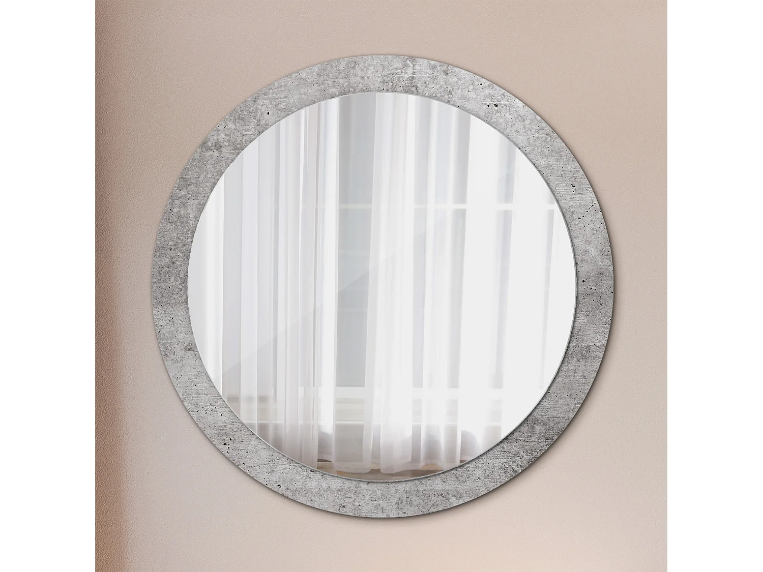 Miroir rond décoratif - Béton gris - 90 cm