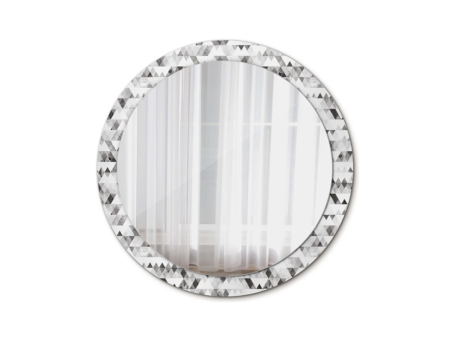 Miroir rond décoratif - Triangles - 90 cm