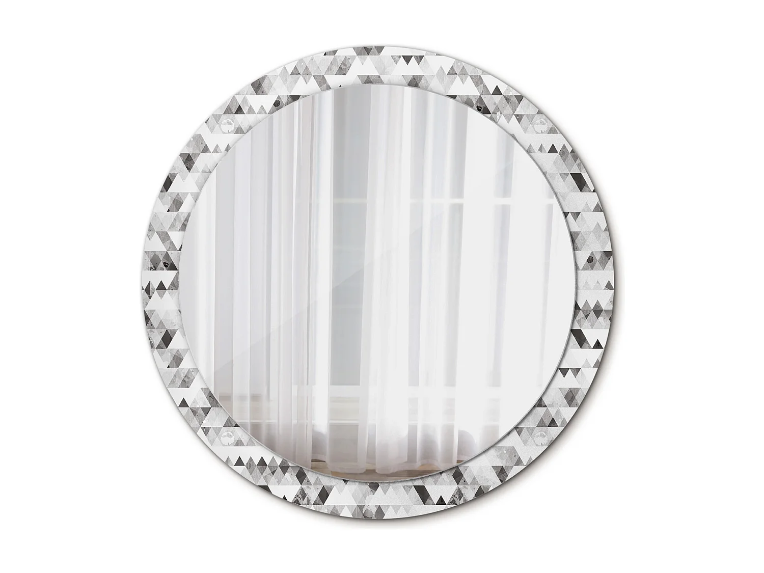 Miroir rond décoratif - Triangles - 90 cm