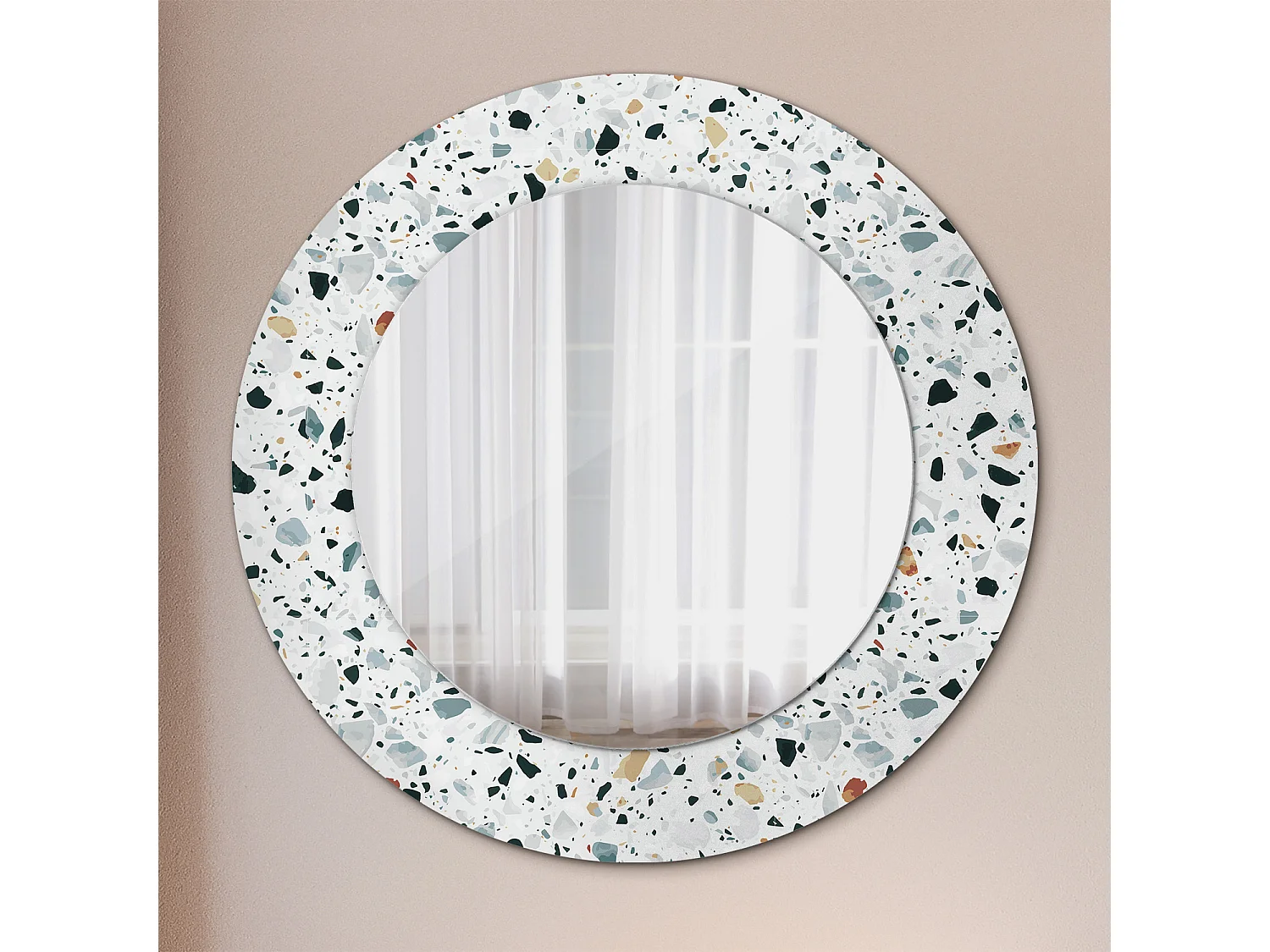 Miroir rond décoratif - Pierre naturelle - 50 cm