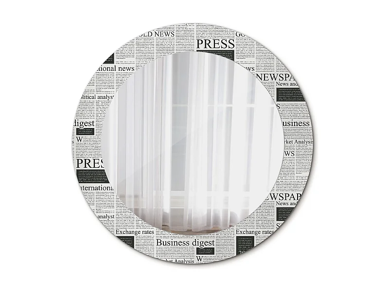 Runder dekorativer Spiegel - Zeitungen - 60 cm