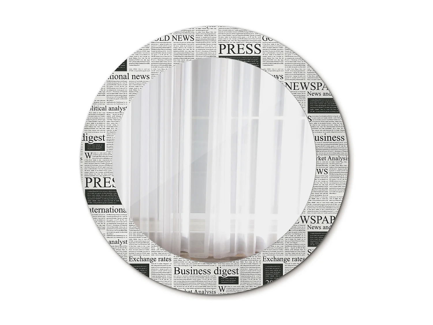 Runder dekorativer Spiegel - Zeitungen - 60 cm