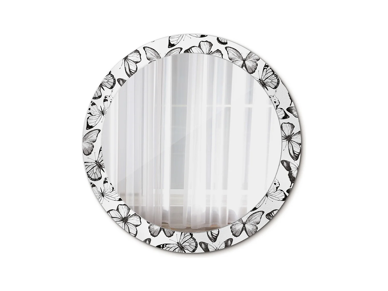 Miroir rond décoratif - Papillons - 80 cm
