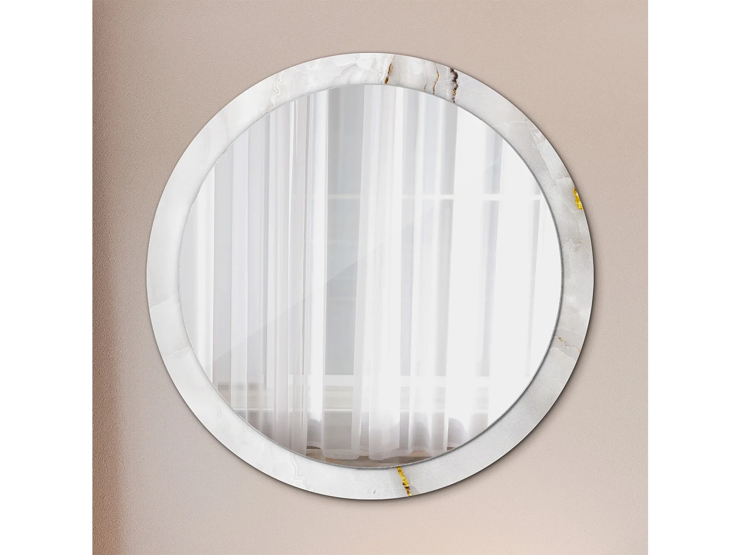 Miroir rond décoratif - Marbre brillant - 100 cm