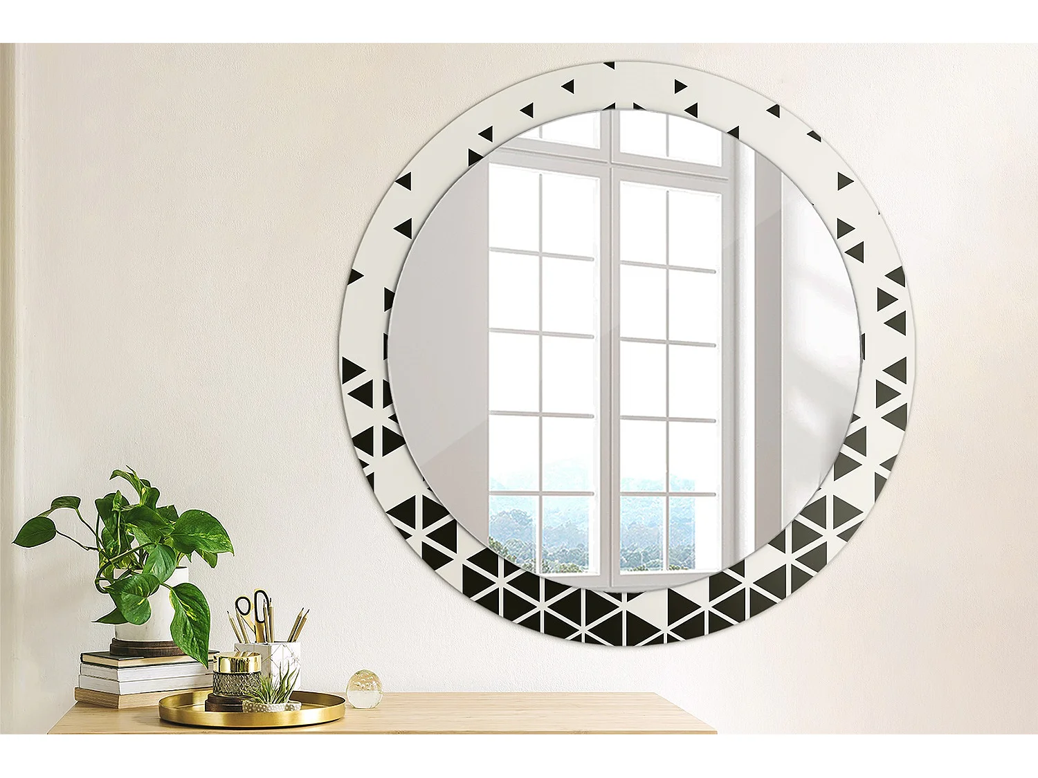 Decoratieve ronde spiegel - Geometrische Abstractie - 80 cm