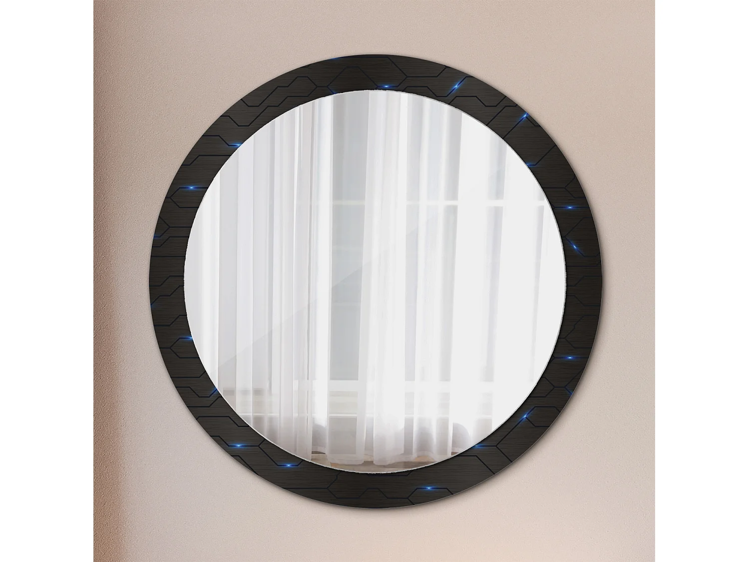 Miroir rond décoratif - Abstraction futuriste - 90 cm