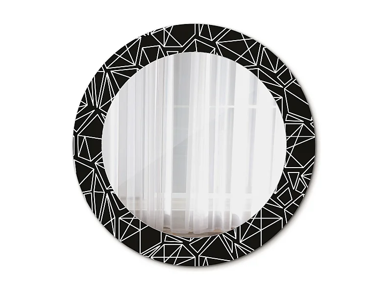 Miroir rond décoratif - Motif géométrique - 70 cm
