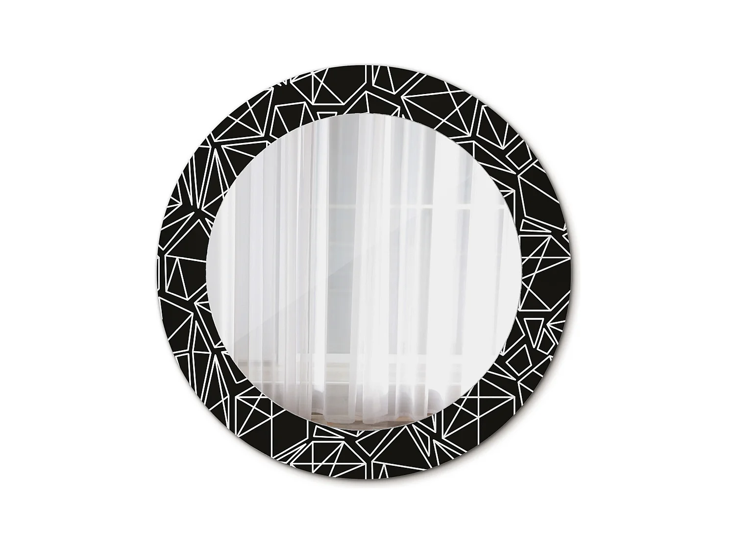 Miroir rond décoratif - Motif géométrique - 70 cm