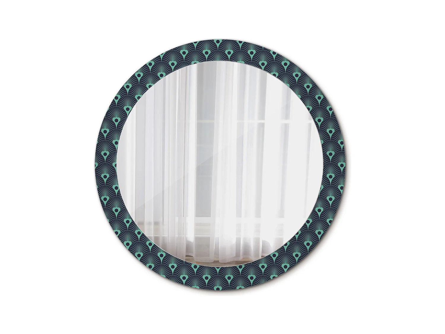 Runder dekorativer Spiegel - Blumendruck - 80 cm