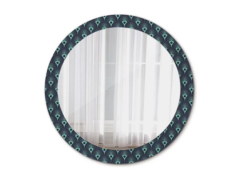 Runder dekorativer Spiegel - Blumendruck - 80 cm