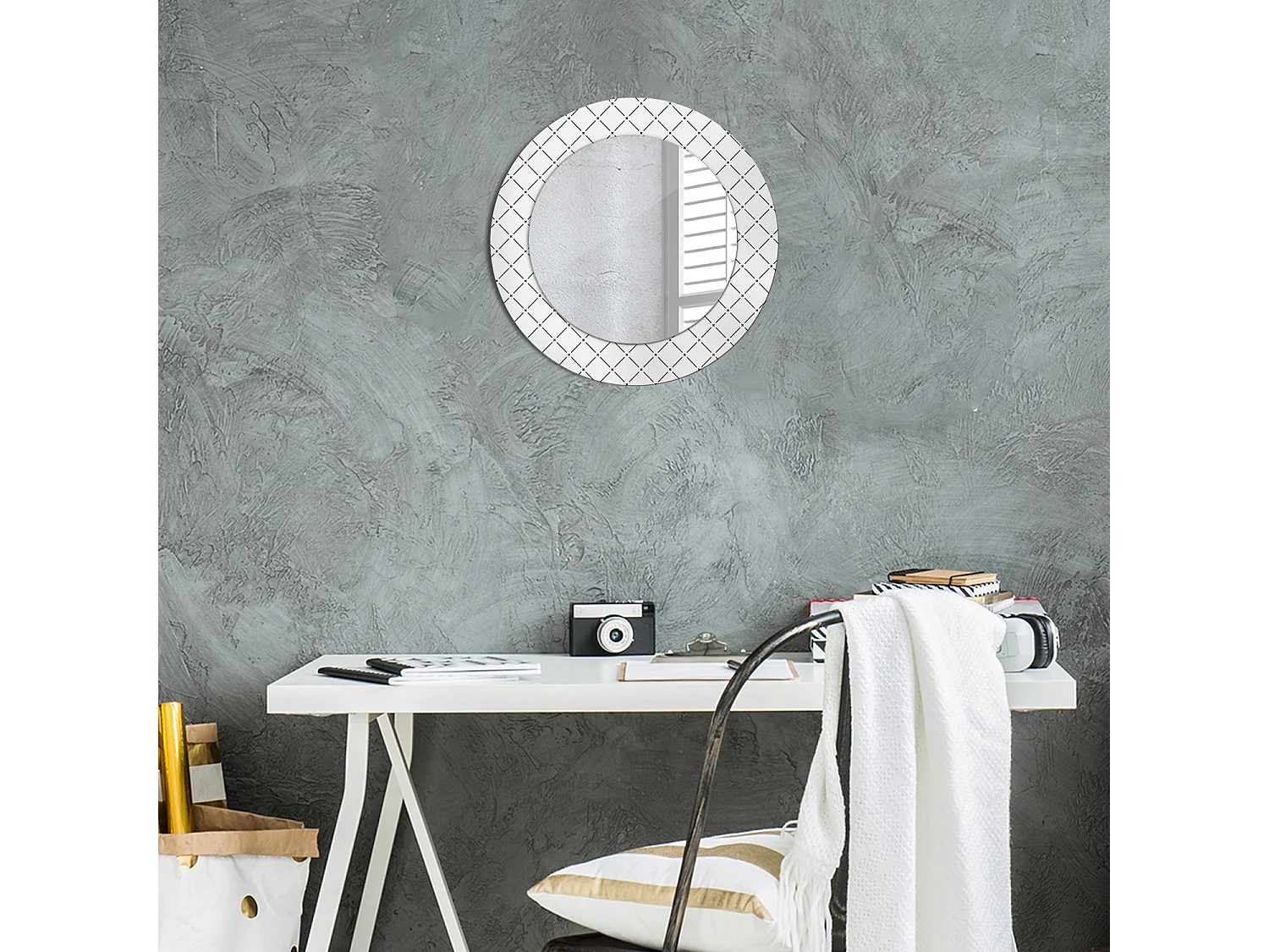 Ronde decoratieve spiegel - Gekruiste lijnen - 50 cm