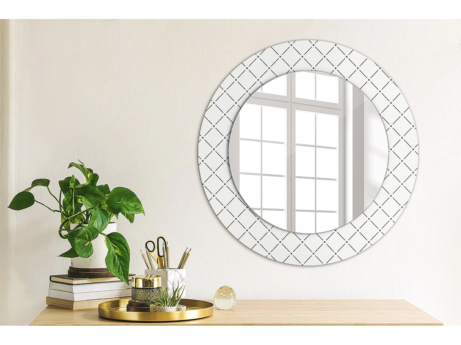 Ronde decoratieve spiegel - Gekruiste lijnen - 50 cm