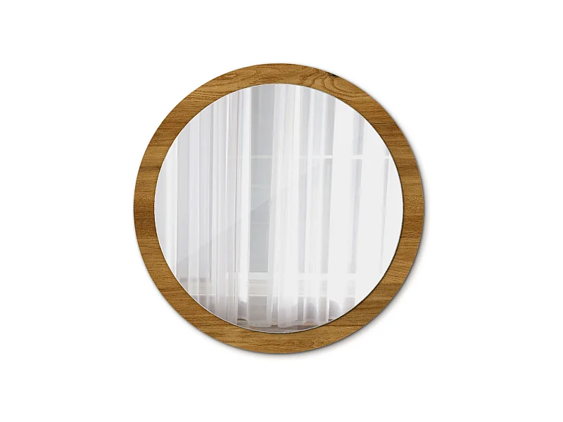 Runder dekorativer Spiegel - Rustikale Eiche - 100 cm