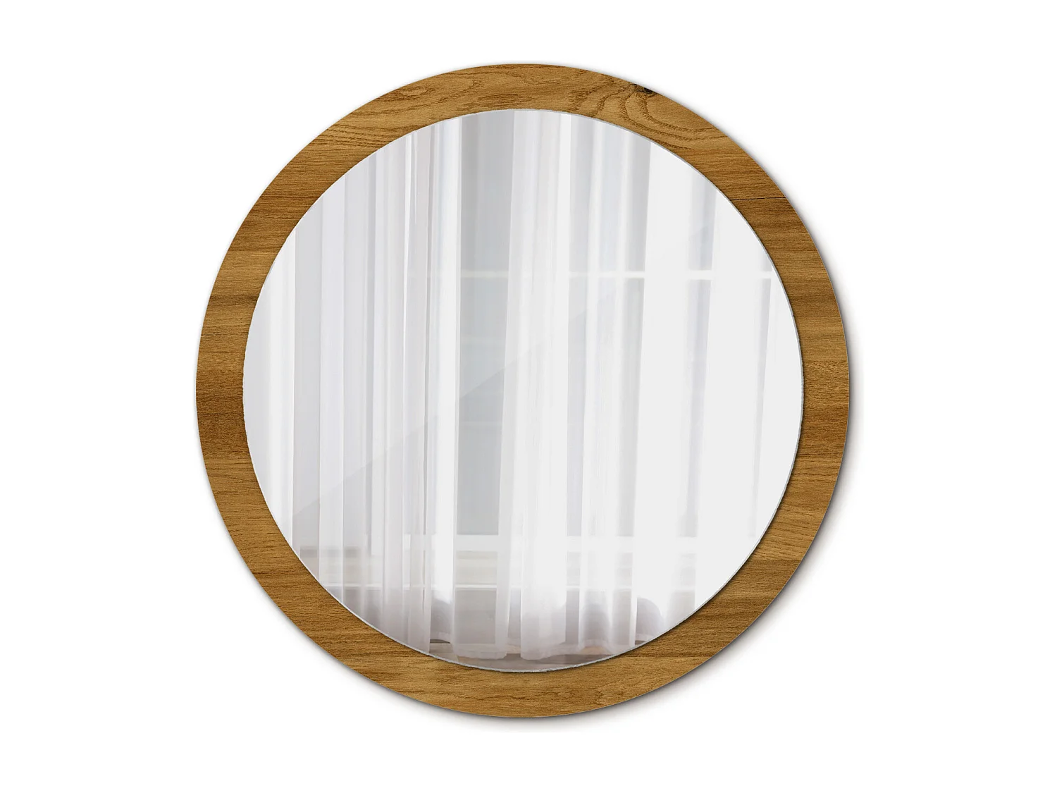 Miroir rond décoratif - Chêne rustique - 100 cm