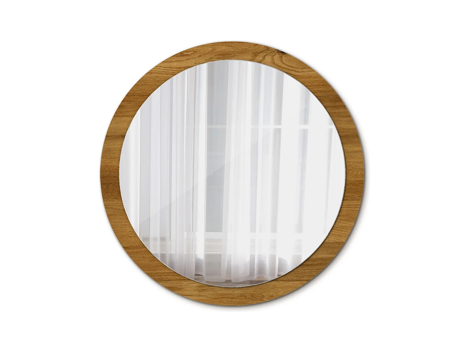 Runder dekorativer Spiegel - Rustikale Eiche - 100 cm