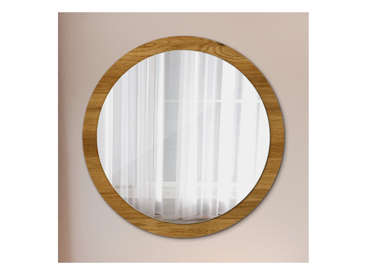 Runder dekorativer Spiegel - Rustikale Eiche - 100 cm