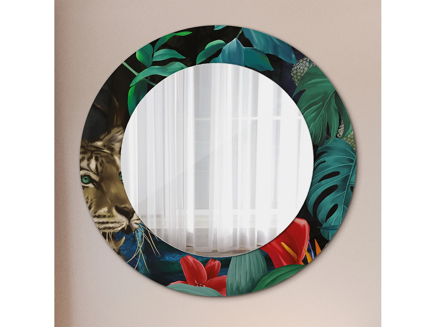 Runder dekorativer Spiegel - Vintage Jungle - 50 cm