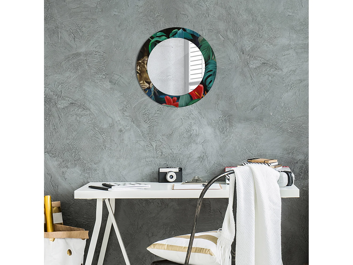 Ronde decoratieve spiegel - Vintage Jungle - 50 cm