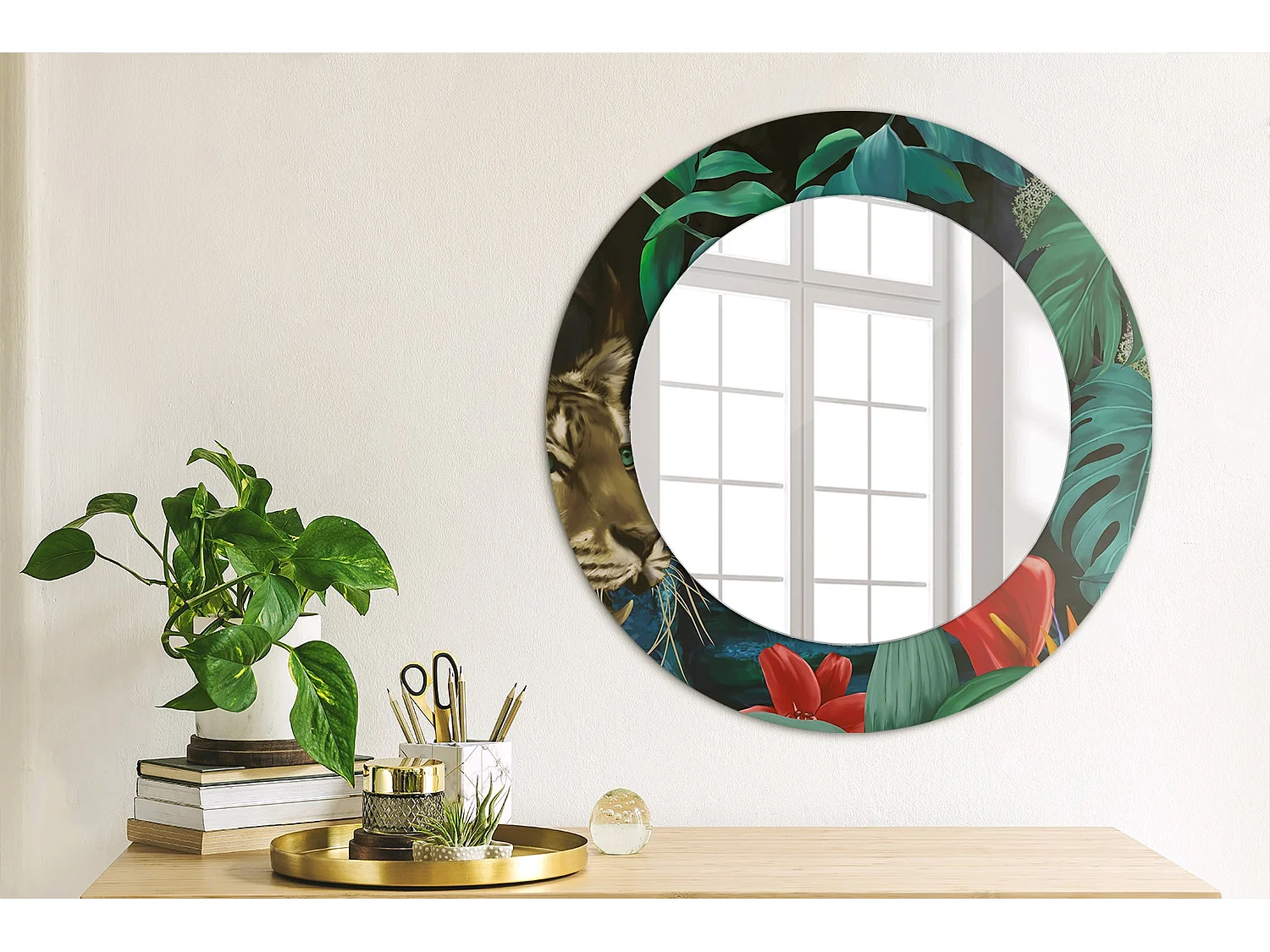 Ronde decoratieve spiegel - Vintage Jungle - 50 cm