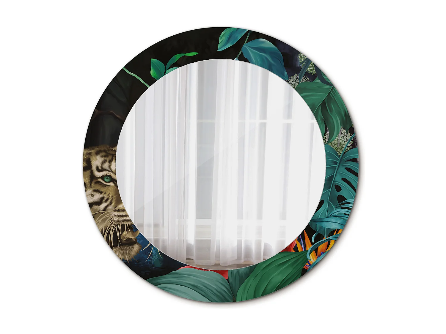 Miroir rond décoratif - Jungle vintage - 70 cm