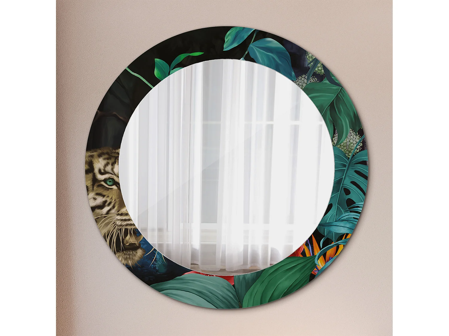Miroir rond décoratif - Jungle vintage - 70 cm