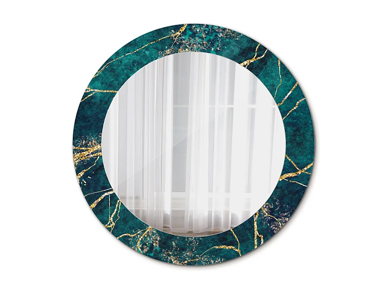 Miroir rond décoratif - Marbre vert - 70 cm