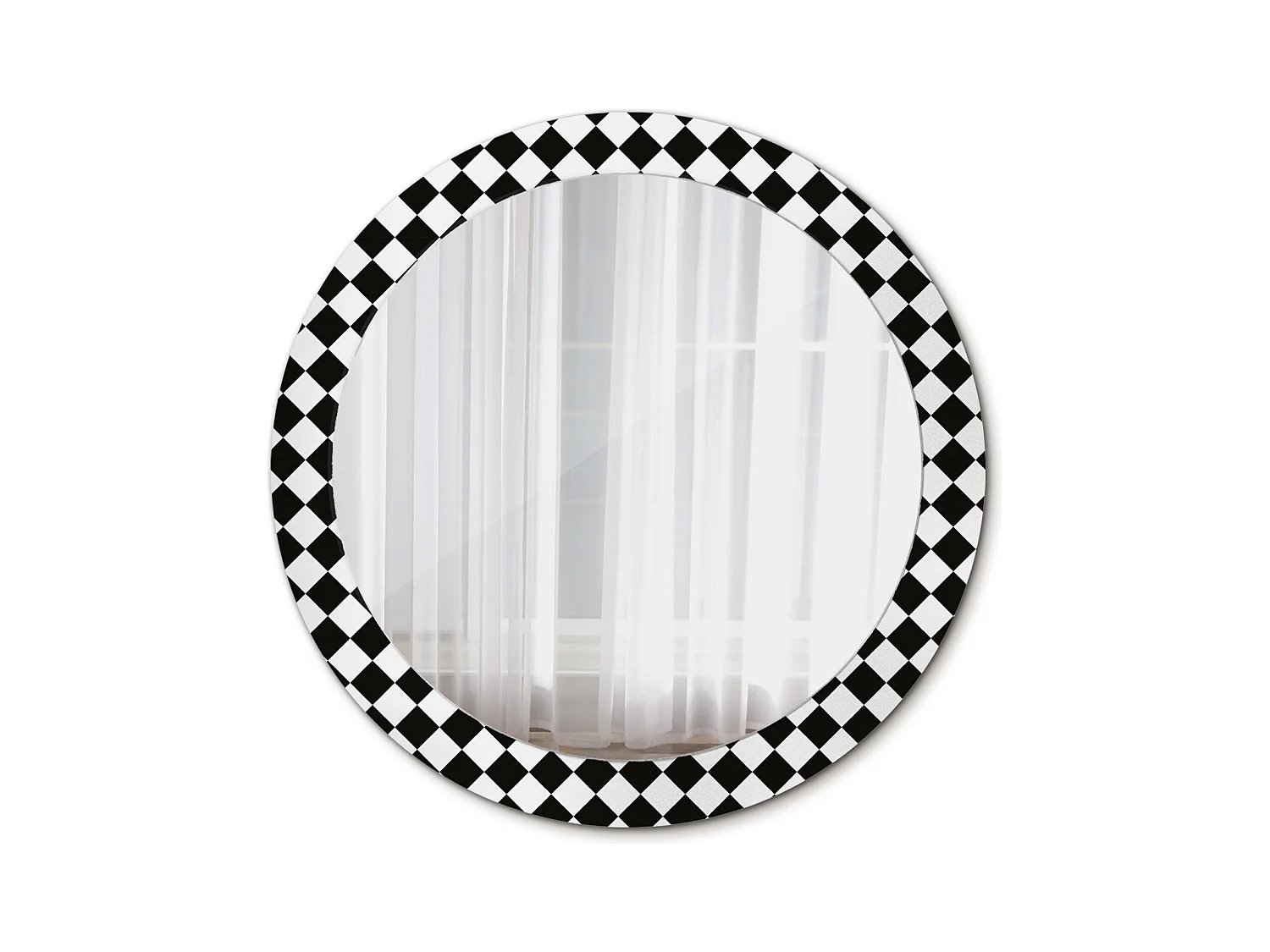 Miroir rond décoratif - Bureau d'échecs - 80 cm